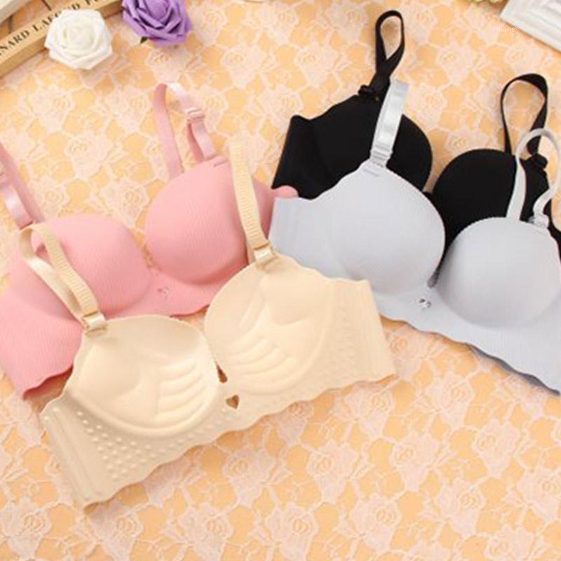 

Sexy Bra Set For Women Wire Free Slim Wave Side 3/4 Cup Adjustment Simple Solid Color Bra Mid-waist Panties Lingerie Set1, Pink