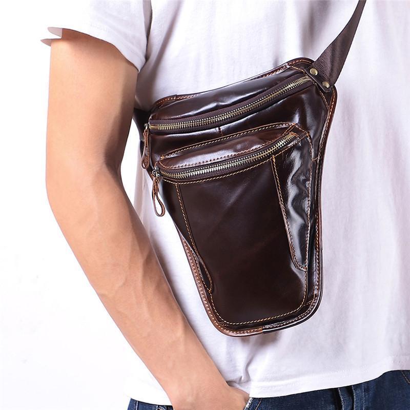 

Man Waist Bag Genuine Leather Messenger Bag Crossbody Men's Handbag Men Chest Male Shoulder For Men Sports Riding1, Sky blue