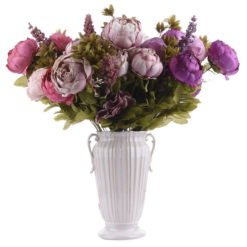 

Beautiful Artificial Peony Silk Flowers Bouquet Home Wedding Decoration Office Bridal Decor Floral, Purple