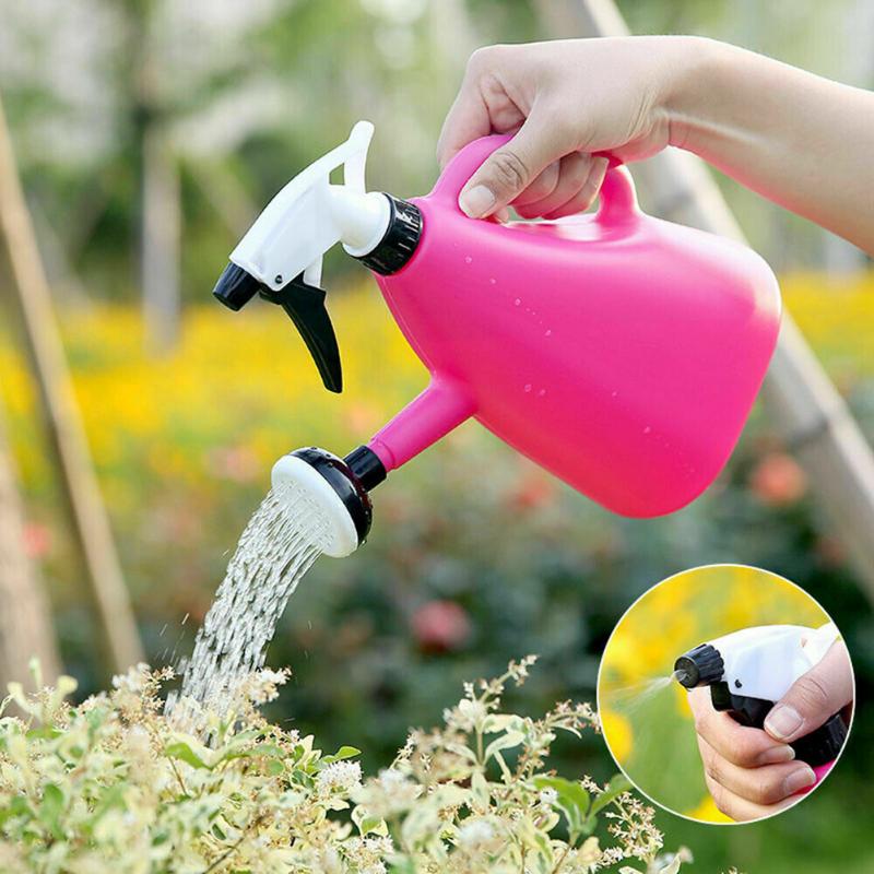 

2 in 1 Plastic Watering Can Indoor Garden Plants Pressure Spray Water Kettle Adjustable Sprayer 1L Water Watering, Green