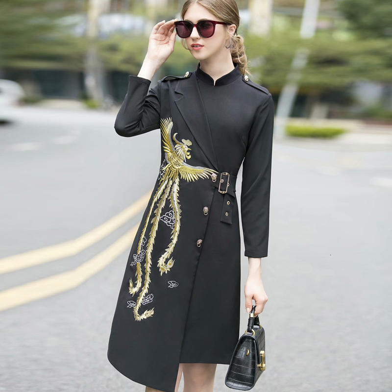 

Default Animal Flower False Sewing Two Pieces Foot Collar Epaulette Long 2021 New Spring Dress of Women Wgvj, Black