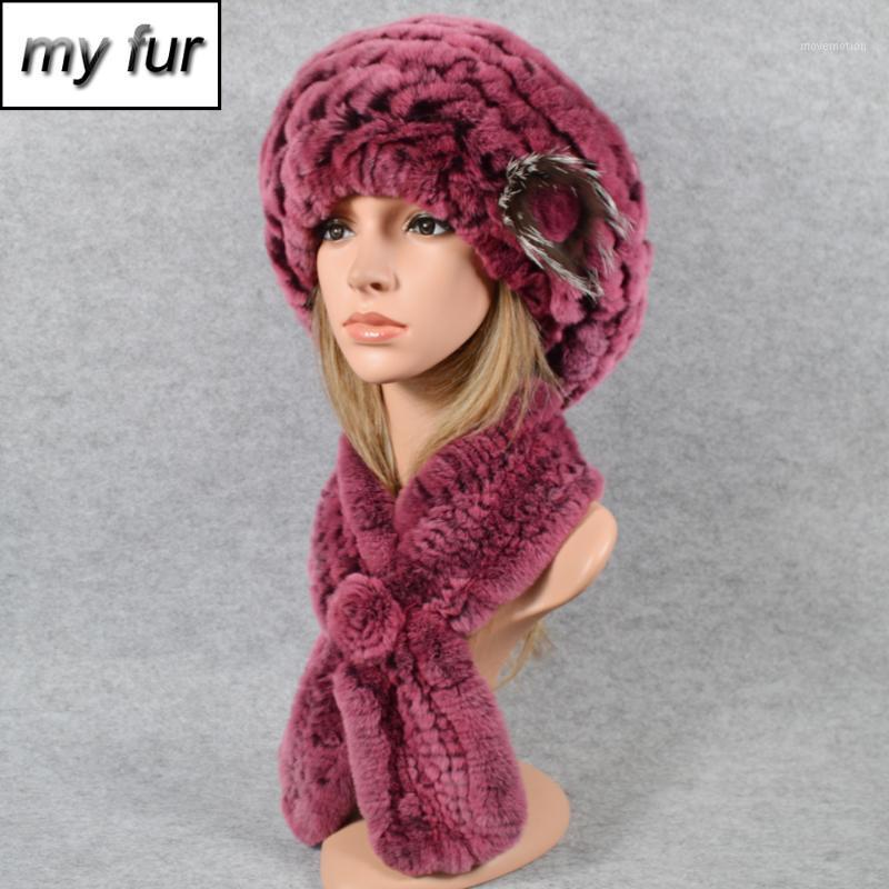 

New 2 Pieces Sets Knitted Real Rex Fur Hat Scarf Women Rex Fur Cap Scarves Natural Poncho And Hats1