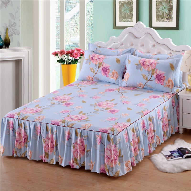 

3PCS /Set Striped Printing Single Double Bed Skirt Mattress Cover Home Textile Room Decoration For 1.5/1.8/2.0m Bed