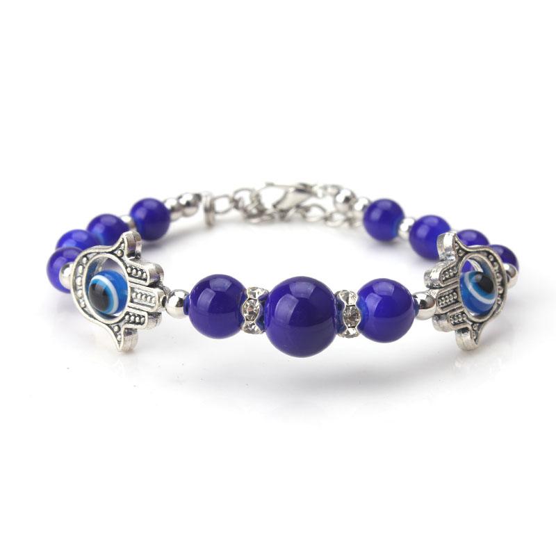 

Charm Bracelets EVIL EYE 2021 1pc Fashion Blue Palm Bracelet Round Metal 19cm Bead