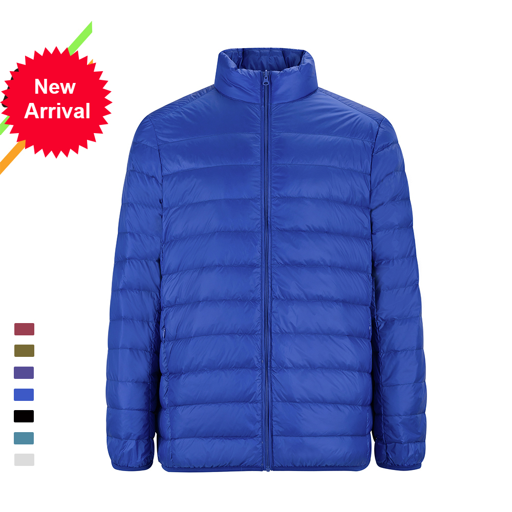 

2021 Kb New Brand 90% White Autumn Winter Warm Coat Ultralight Down Jacket Men Windproof Parka Xsuk, Navy blue