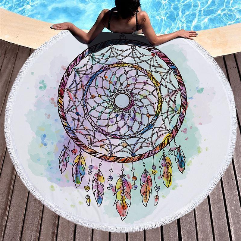 

CASEGRACE Beautiful Dreamcatcher Bath Towel Catch The Dream Round Beach Towel Microfiber Fabric Picnic Cloth Blanket Table Cloth1, Style 2