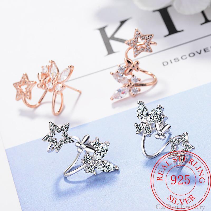 

Stud 925 Silver Women High Quality Star Cross Butterfly Earrings Zircon Charm Girl Gifts Jewelry Wholesale