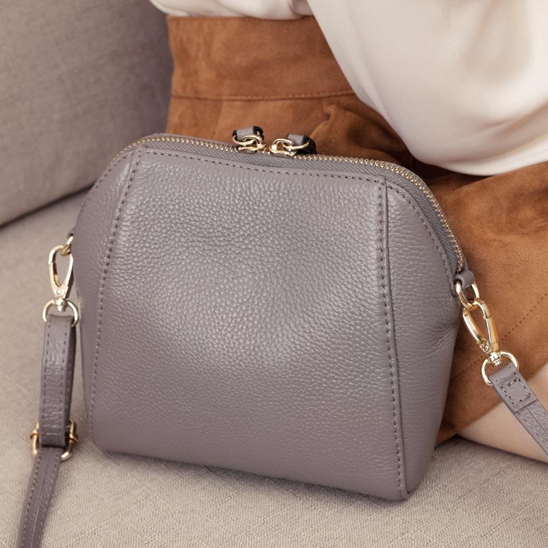 

Genuine Leather Shoulder Bags for women Luxury Handbag Fashion Ladies Shopping Totes Messenger Crossbody Bag Female Party Purse, Small gray