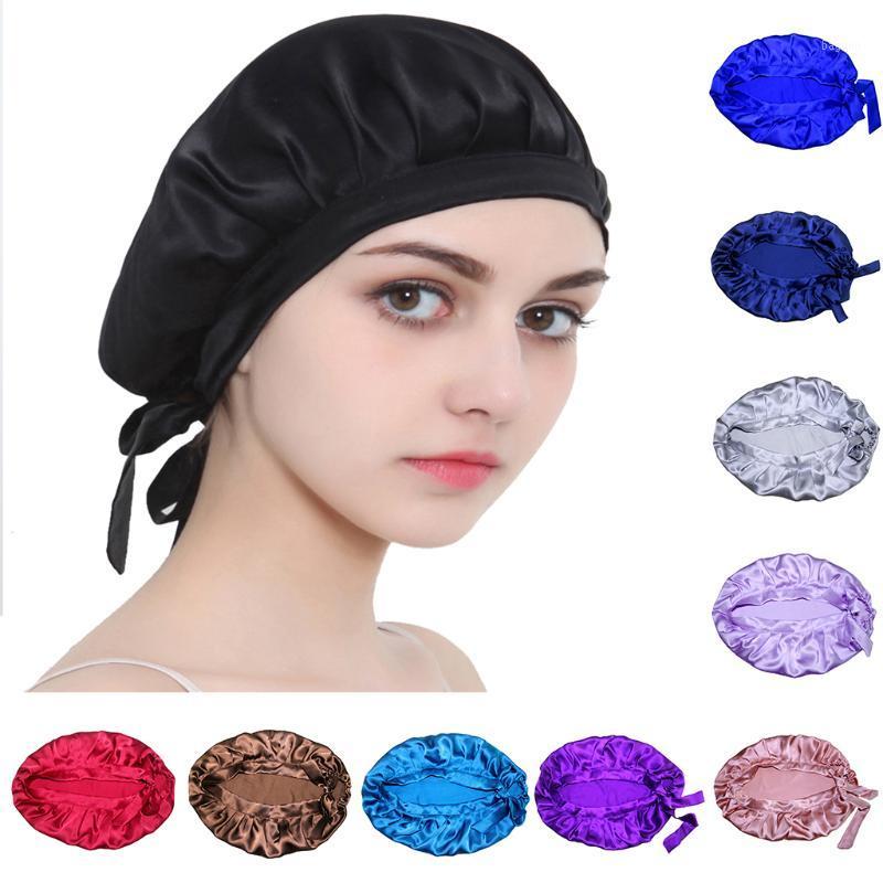 

Women Lady Silk Sleeping Hats Wrap Night Cap Hair Care Soft Bonnet Scarves Hat1