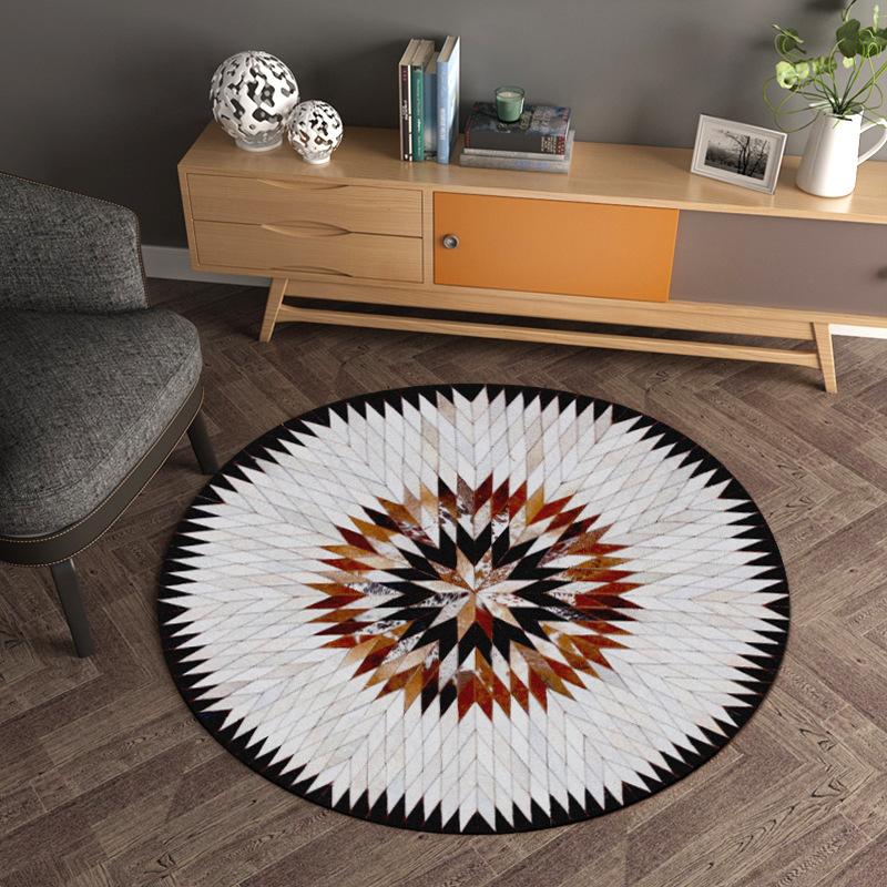 

Nordic Round Carpet for Living Room Non Slip Geometric Floor Mat for Bedroom Large Modern Kids Room Carpets and Rugs 100cm/120cm