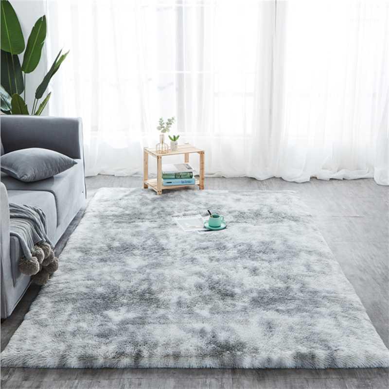 

Grey Tie Dye Soft Fluffy Plush Carpets For Living Room Bedroom Anti-slip Water Absorption Floor Mats Washable Area Rugs A0101, Dark grey
