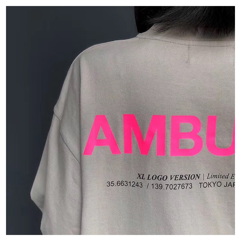 

2021 Ambush Back Lettered All-cotton New Style Classic Loose-fit Street Long-sleeved Round-neck T-shirt U996, Bluish grey