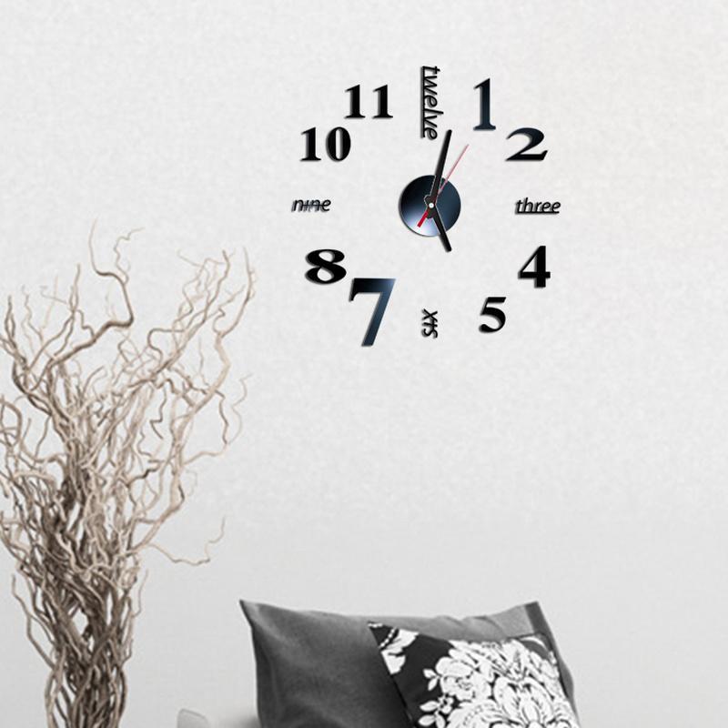 

40CM DIY Acrylic Large Wall Clock Frameless Mirror Number Sticker Office Kitchen Modern Decor1