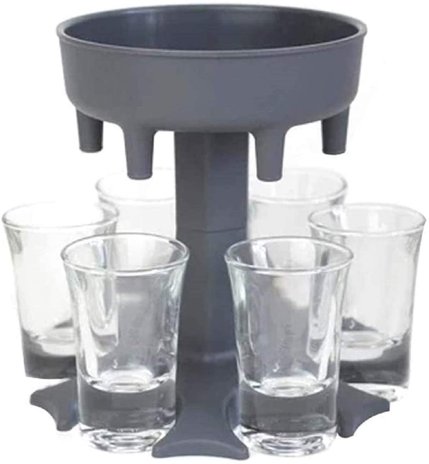 

6 Shot Glass Pourers and Holder, Multiple Pourers for Liquor, Scotch, Bourbon, Vodka, Cocktail Shots Dispenser Bar Shot for Wedding Party