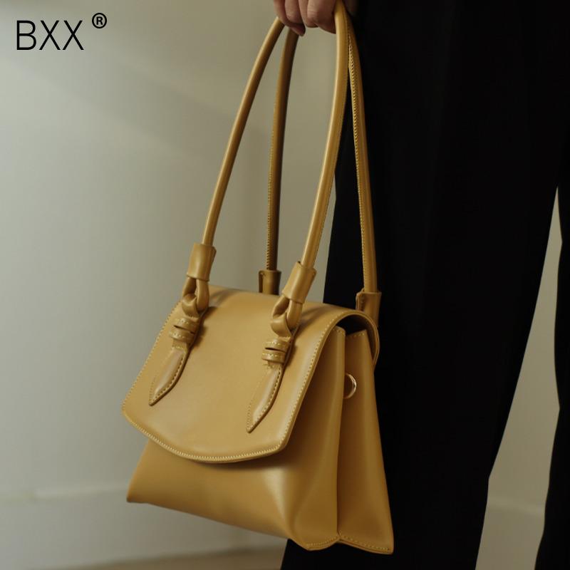 

[BXX] Vintage PU Leather Bags For Women 2021 Spring Fashion Crossbody Shoulder Bag Lady Trend Handbags and Purses HQ615, Black