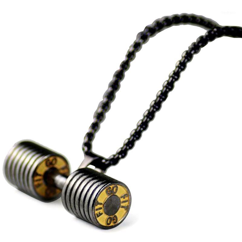 

Dumbbell Pendant Bodybuilding Fitness Necklace Large Size Black Crossfit Barbell Necklace Fitness Jewelry Stainless Steel1