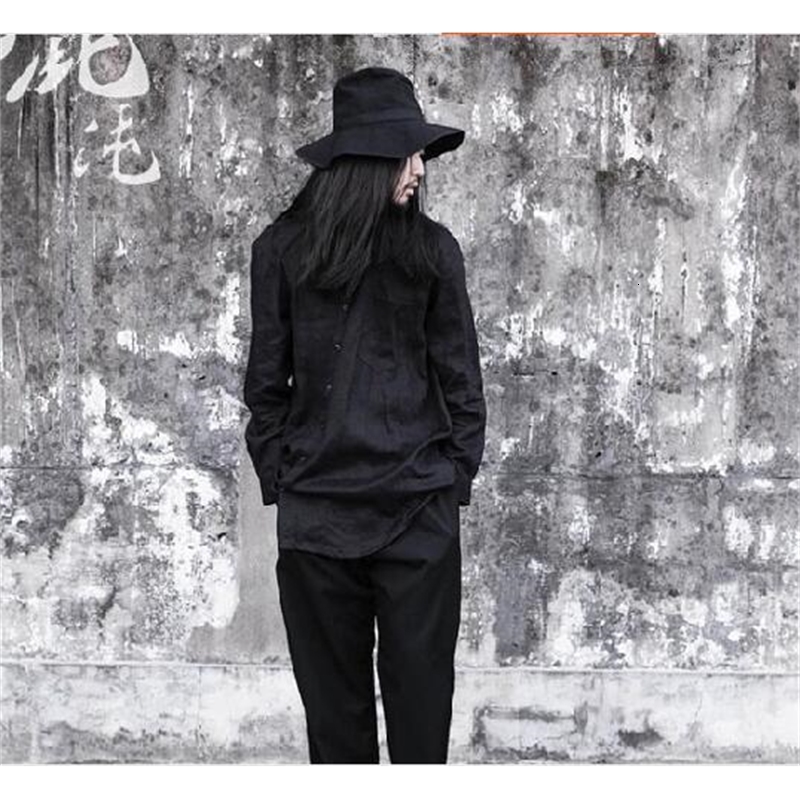 

2021 New Dark Black Male Chinese-style of Japanese Cotton Silk Shirts Long-sleeve Men's Clothing. S-6xl Thousand BMLF, White