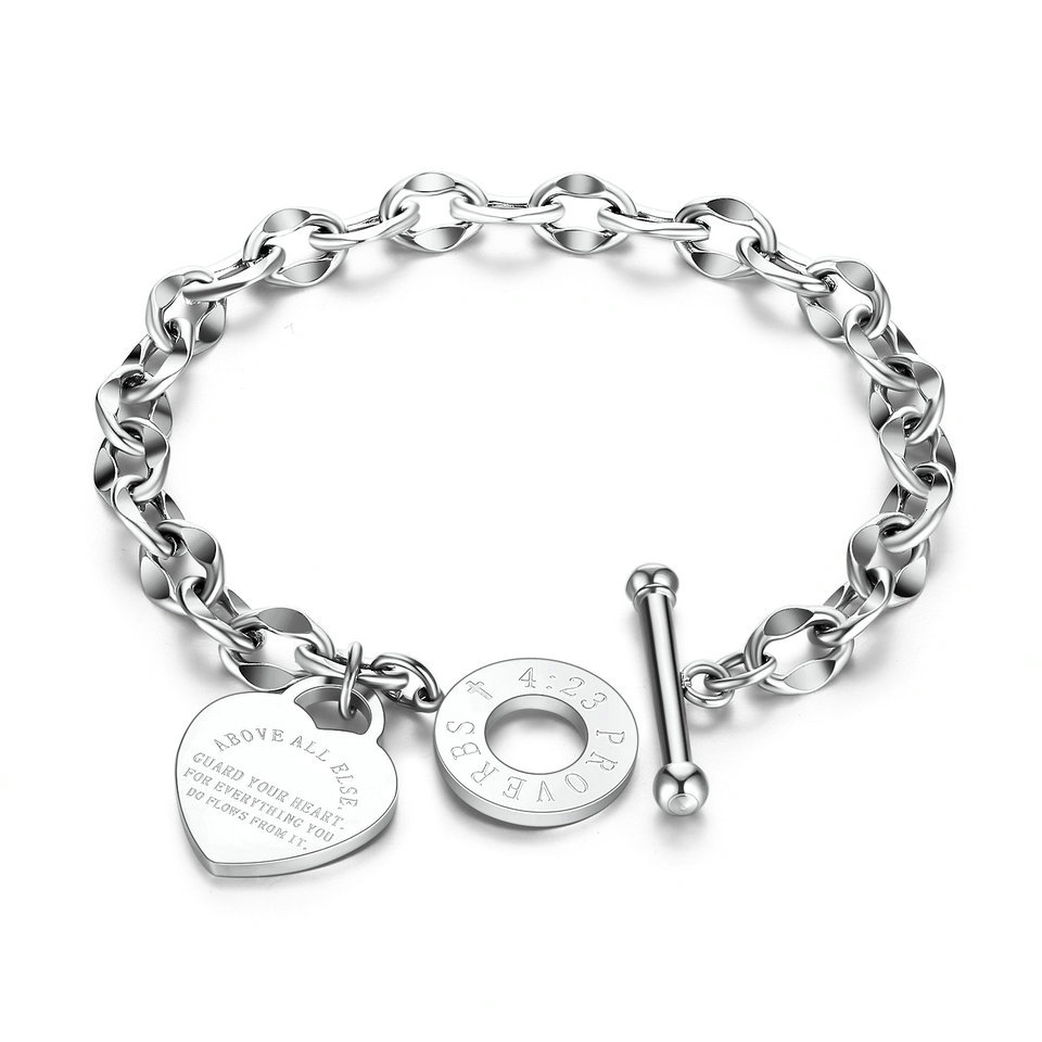 

Fashion Love Jewelry Stainless Steel Women Rose Gold Bracelet Bangles Silver Love Heart Bracelets For Birthday Gift