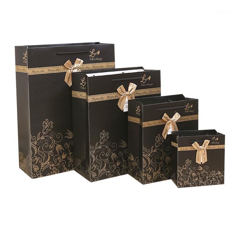 

5PCS Black Red Stripes Bow Polka Dots Gift Paper Bag Box Packaging Shopping Wedding Birthday Commercial Carrier Gift Bag1