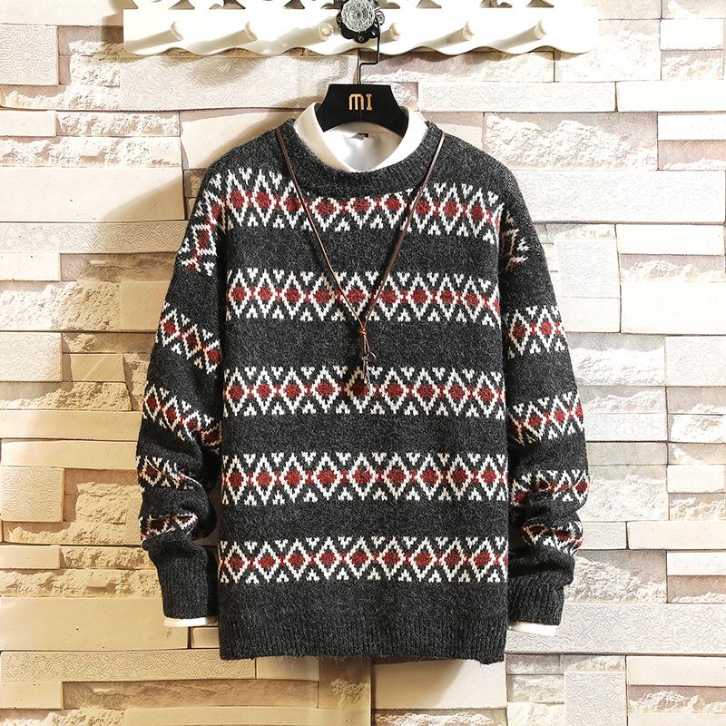 

2021 new men's sweater black long sleeve autumn winter knitting sweater round neck oversize 5XL, Jm20421 1