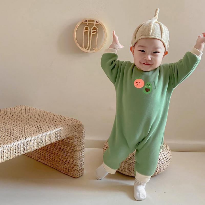 

2021 Spring New Cartoon Print Cute Kids Boys and Girls Baby Cotton Long Sleeve Romper Newborn One-piece Clothes Fz0w, 313215613green