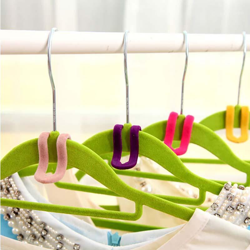 

2019 New 10pcs Home Creative Mini Flocking Clothes Hanger Flocking Holder Multifunction Easy Hook Closet Organizer1