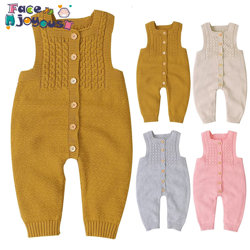 

2021 New Baby Rompers Clothes Autumn Sleeveless Newborn Girls Jumpsuits Outfits Solid Knit Children Overalls Soft Toddler Boys Playsuits Tbx, As photo3