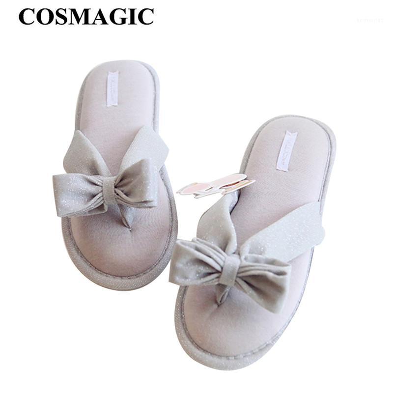 

COSMAGIC 2020 New Summer Women Gray Bowknot Flip Flops Indoor Slipper Lightweight House Floor Sweet Soft Slipper Shoe1, Light blue