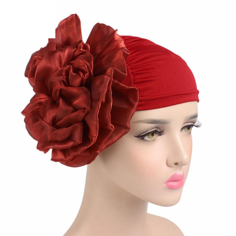 

Women Hats Multifunction Chemotherapy Cap Soft Accessories Side Big Flower Ladies Elastic Cloth Turban Keep Warm Headband Wrap, White