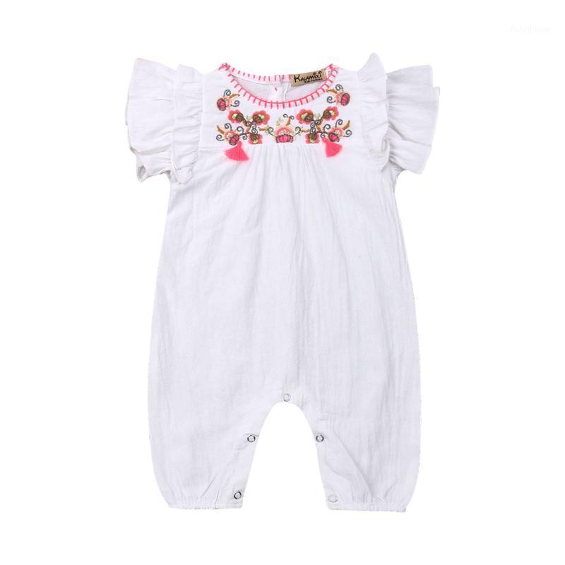 

New Baby Summer Clothing Newborn Infant Baby Girls Clothes Flower Ruffles Flying Sleeve Rompers Jumpsuit One Piece Outfits 0-24M1