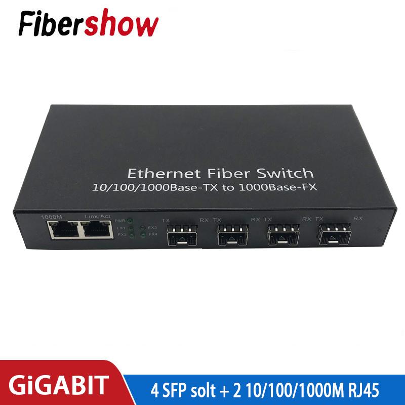 

Gigabit Ethernet switch Fiber Optical Media Converter fiber switch 4 sfp 2 RJ45 10/100/1000M UTP Port