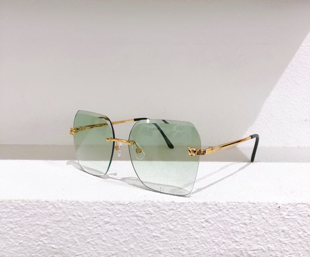 

New colors Sunglasses, original womens polarized sunglasses cheetah head ornament sunglasses,top Rimless Sunglasses resin lenses CT0147S