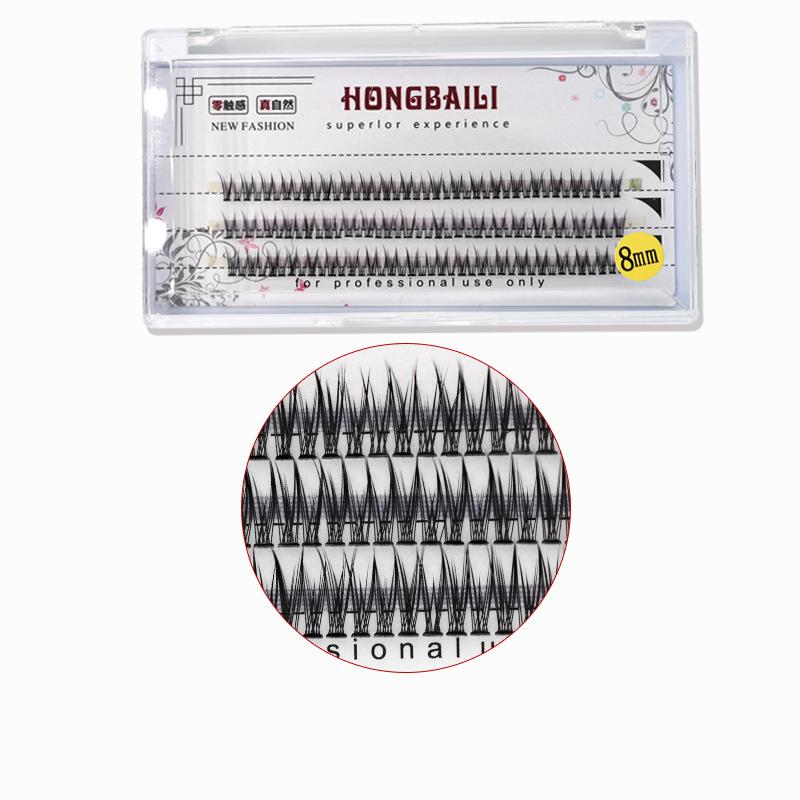 

The fishtail type false eyelashes were grafted with single hairy cross eyelashes