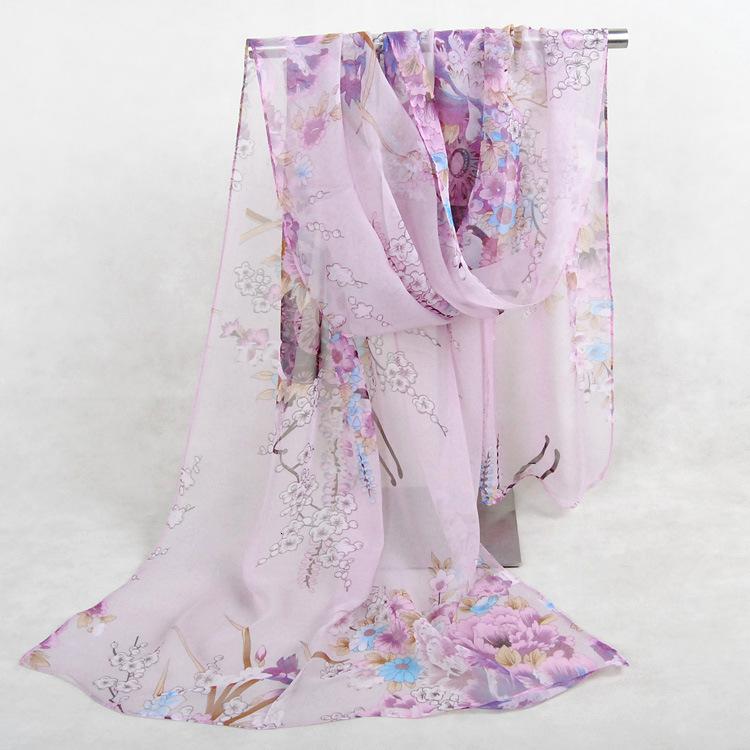 

2021 New Arrival India Bohemian Beach Flowers Printed Chiffon Scarf Long Scarves For Women Wrap Shawl Stole 160x50cm