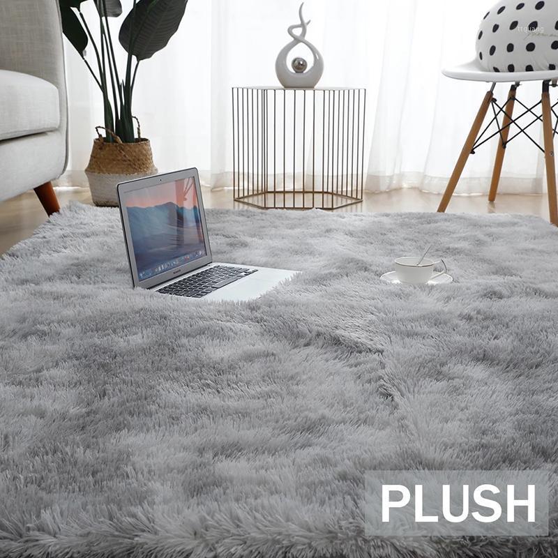 

Plush Carpet For Living Room Fluffy Rug Thick Bed Room Carpets Anti-Slip Floor Gray Soft Rugs Tie Dyeing Velvet Kids Mat1, Yellow