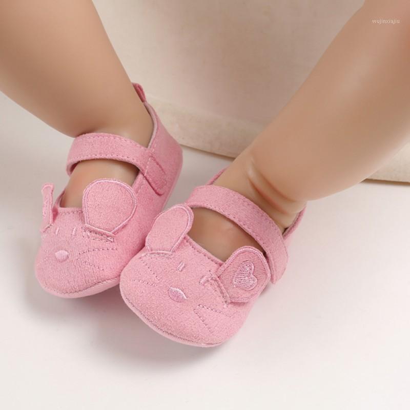 

Toddler Soft Soled Anti-slip Baby shoes Newborn Baby First walker Hook Loop All Seasons Shoes Cute Cartoon mouse cotton1, Pink