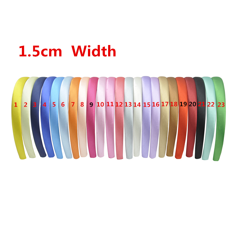 

30 pcs/lot 23 Colored Satin Fabric Covered Resin Headband 15mm Adult Children Fabric Wrapped Hair Band Kids Headwear Hair Accessories
