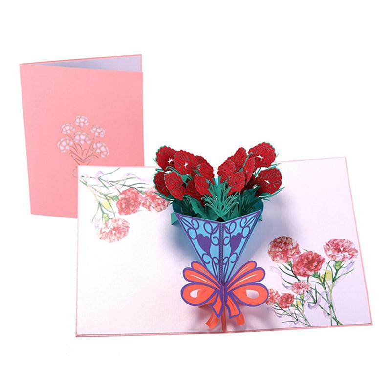 

Carnation Greeting Cards Handmade Birthday Wedding Invitation 3D Up Card New