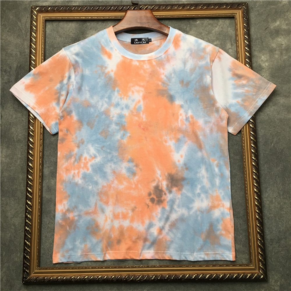 

2021 Summer New Hang Dye T-shirt Contrast Color 100% Cotton Tops Breathable Plus Size Tees Si9080533 5ky8, Orange