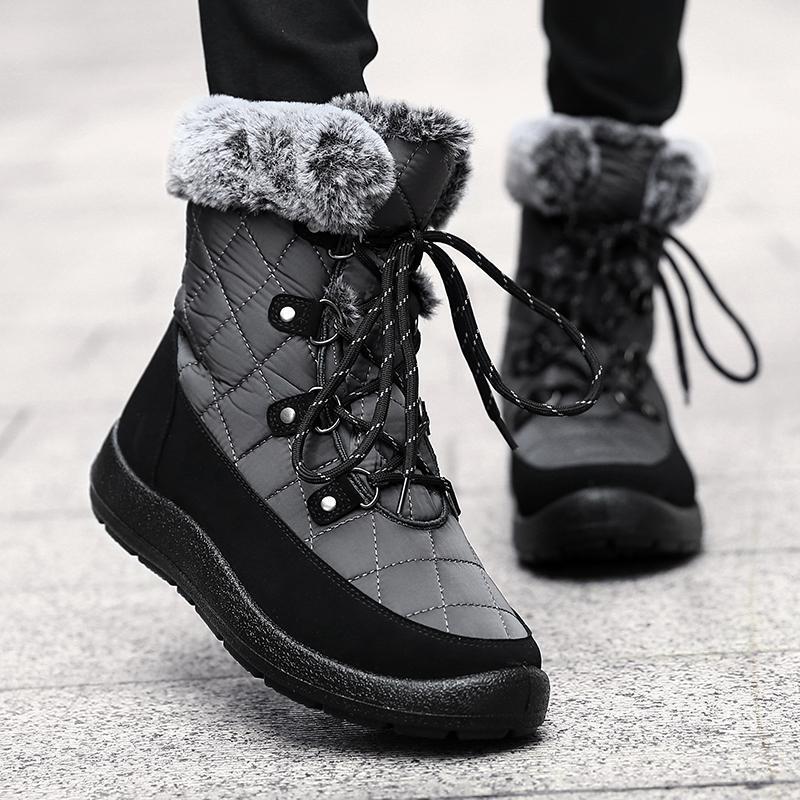 

BETTONAL big size 41 42 43 female winter ankle women snow boots Women's shoes for woman booties warm fur plush velvet Russia1, Red
