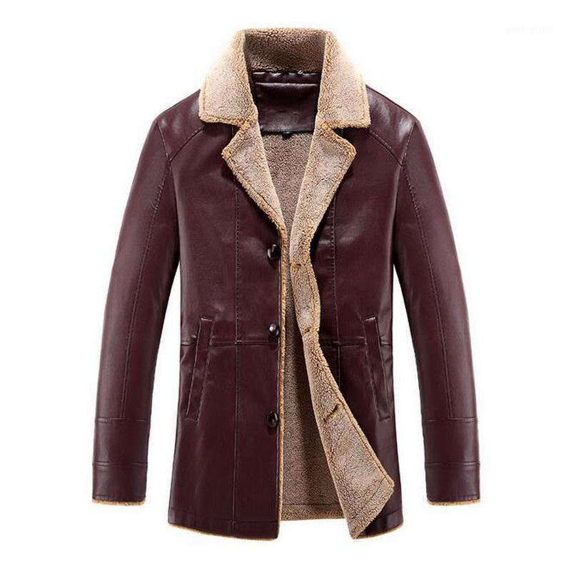 

VXO Men Winter Male Leather Jacket Mens Faux Fur Coats Winter Jacket Thicker Warm Outwear Overcoat Autumn coats1, Wine red