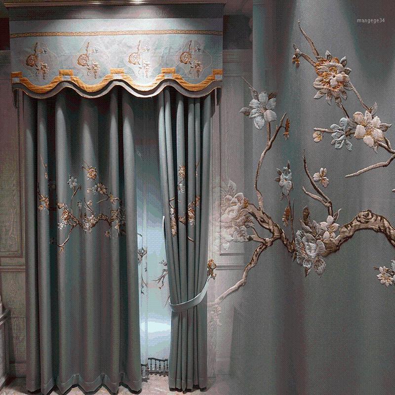

Luxury New Chinese Jacquard High Precision Single Flower Window Shade Cloth Curtains for Bedroom Living Room Blackout Curtains1, Tulle
