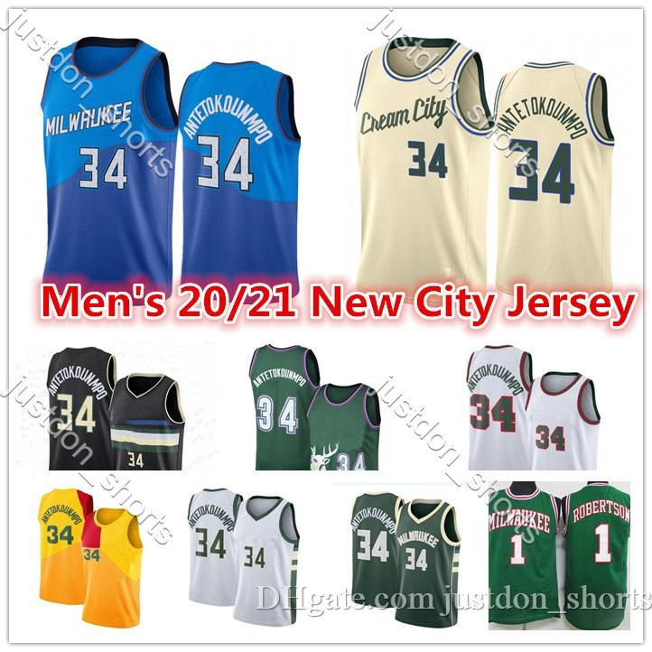 

Men's 2021 New Giannis 34 Antetokounmpo Jersey Oscar 1 Robertson Jrue 11 Holiday Ray 34 Allen City Royal Edition Basketball Jerseys Green, Black;red