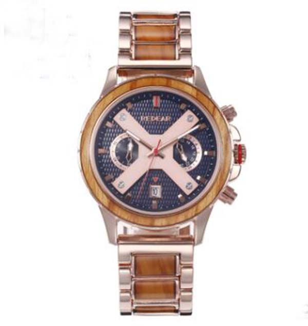 

HWP Wood Quartz Movement Men Watch Chronograph Full Fuction Wooden Case Black Dial Male Watch Wooden Band Free Shipping, Brown