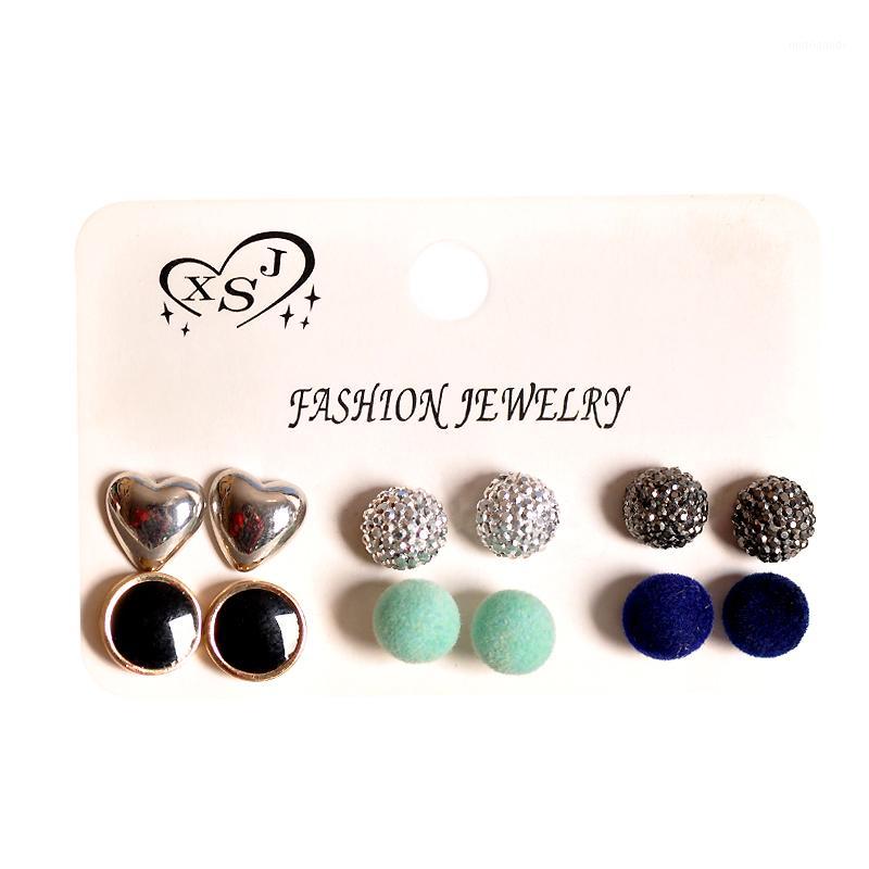 

New fashion women's jewelry wholesale girl party beautiful earrings blue/black mix 6 pairs /set style earrings agent shipping1