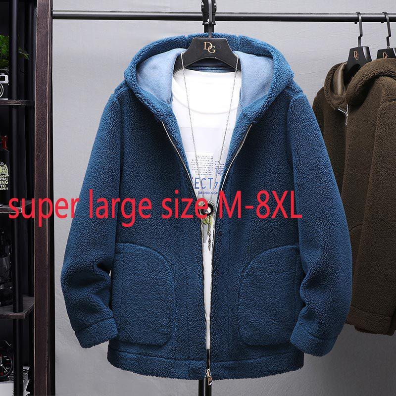 

New Arrival Fashion Super Large Autumn And Winter Thick Young Men Hooded Fleece Coat Loose Casual Plus Size -5XL 6XL 7XL 8XL