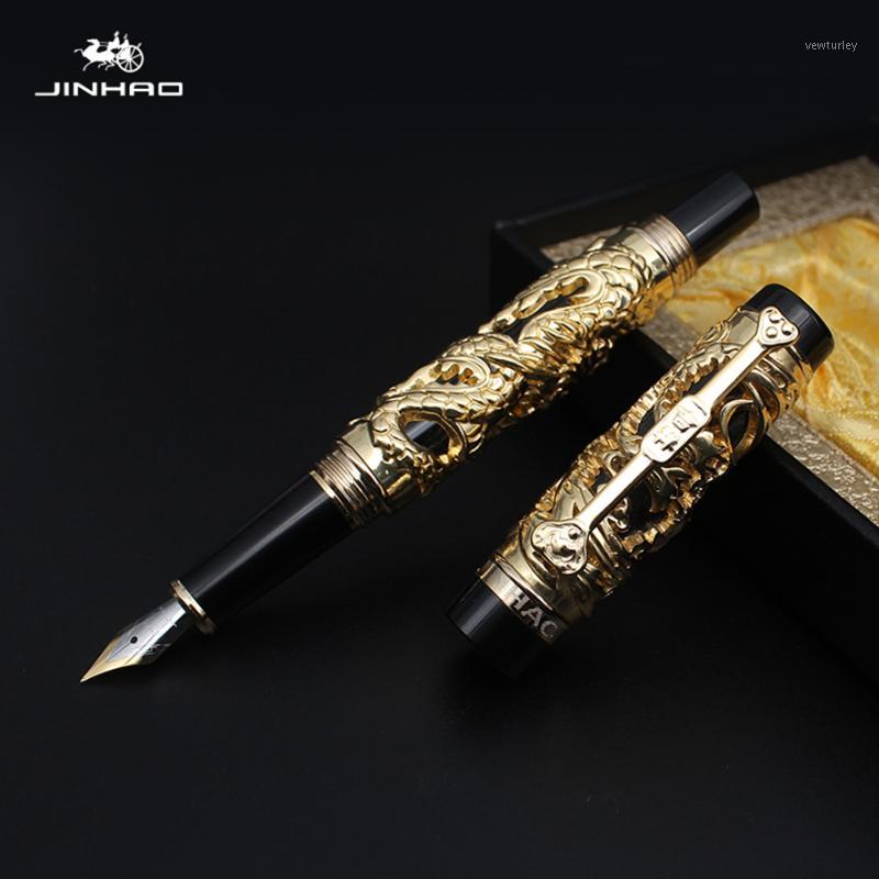 

Dragon and Phoenix Fountain Pen All Metal Heavy Ink Pens Office Supplies1, Red