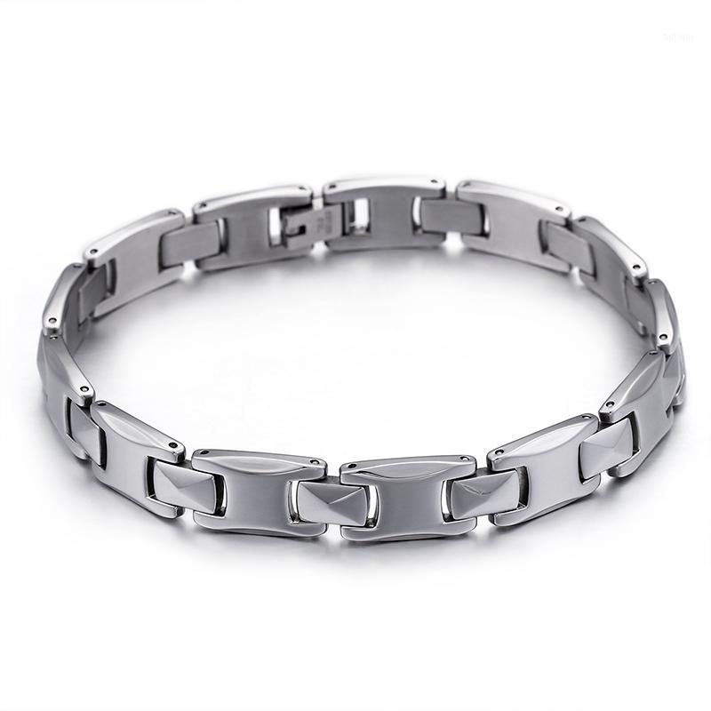 

New Charm Bracelets For Men 5 Colors Stainless Steel Fold Over Clasp Link Chain Bracelets 23*10mm Shiny Jewelry1