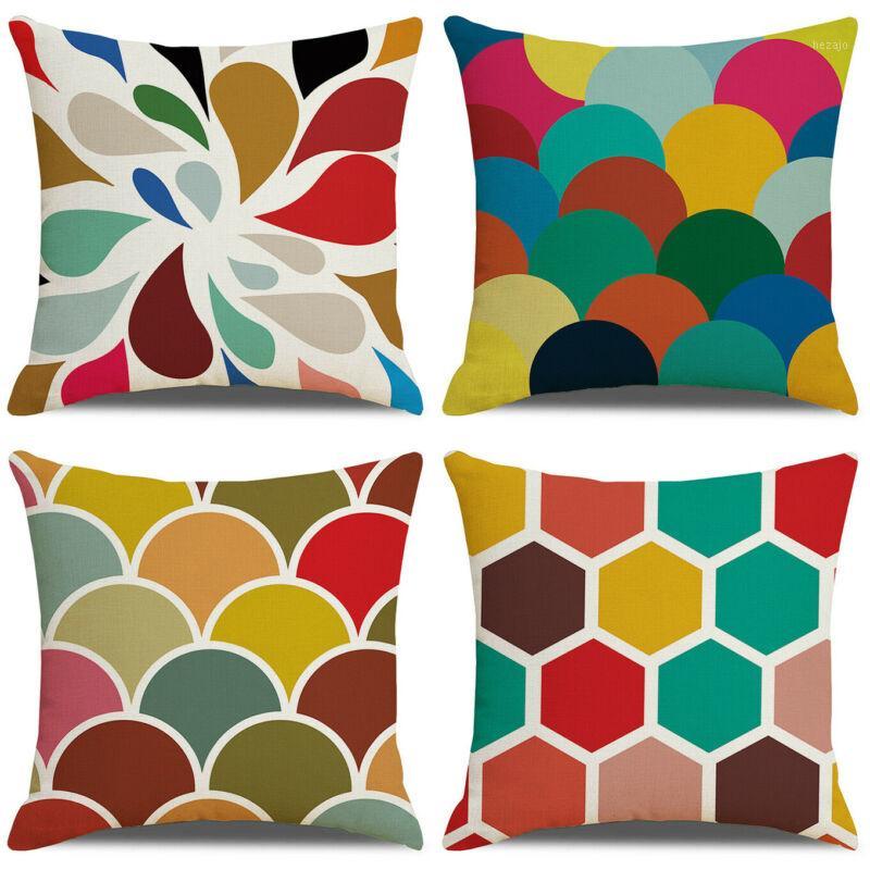 

18x18'' Geometric Cushion Cover Cotton Linen Throw Pillow Case Geometric Art Pillow Cover Decorative Pillowcase1