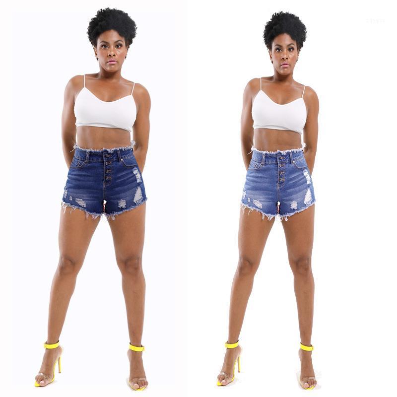 

The new spring and summer 2020 American amazon hot style button fringed edge women' jeans1, Black